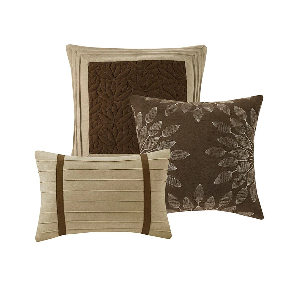 Luxe Suede with Striped Accent Bed in a Bag - 7 Pcs. with Matching Shams, Bed Skirt